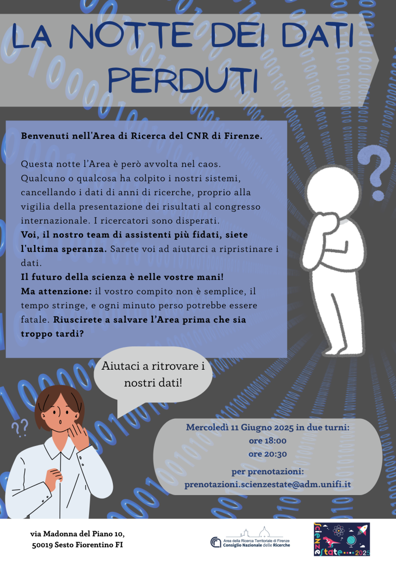 La notte dei dati perduti: Escape Room all’area di ricerca di Firenze